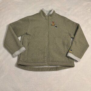 Disneyland Bambi Thumper Womens Sherpa Lined Full Zip Jacket Fleece Green Medium